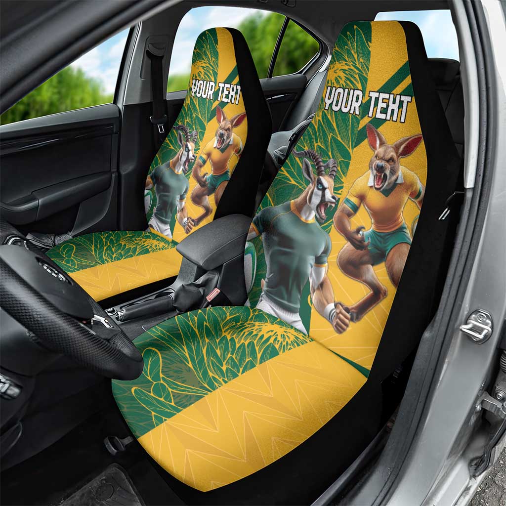 Personalized Rugby South Africa Australia Car Seat Cover Springboks Wallabies Mascot Go Champions - Aussie Hoodie