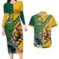 Personalized Rugby South Africa Australia Couples Matching Long Sleeve Bodycon Dress and Hawaiian Shirt Springboks Wallabies Mascot Go Champions - Aussie Hoodie