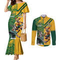 Personalized Rugby South Africa Australia Couples Matching Mermaid Dress and Long Sleeve Button Shirt Springboks Wallabies Mascot Go Champions - Aussie Hoodie
