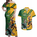 Personalized Rugby South Africa Australia Couples Matching Off Shoulder Maxi Dress and Hawaiian Shirt Springboks Wallabies Mascot Go Champions - Aussie Hoodie