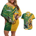 Personalized Rugby South Africa Australia Couples Matching Off Shoulder Short Dress and Hawaiian Shirt Springboks Wallabies Mascot Go Champions - Aussie Hoodie