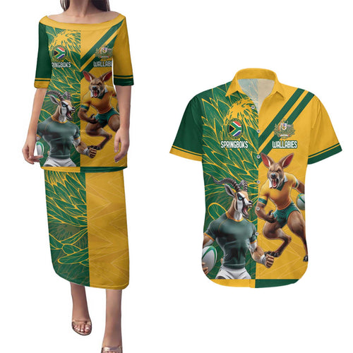 Personalized Rugby South Africa Australia Couples Matching Puletasi and Hawaiian Shirt Springboks Wallabies Mascot Go Champions - Aussie Hoodie
