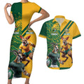 Personalized Rugby South Africa Australia Couples Matching Short Sleeve Bodycon Dress and Hawaiian Shirt Springboks Wallabies Mascot Go Champions - Aussie Hoodie