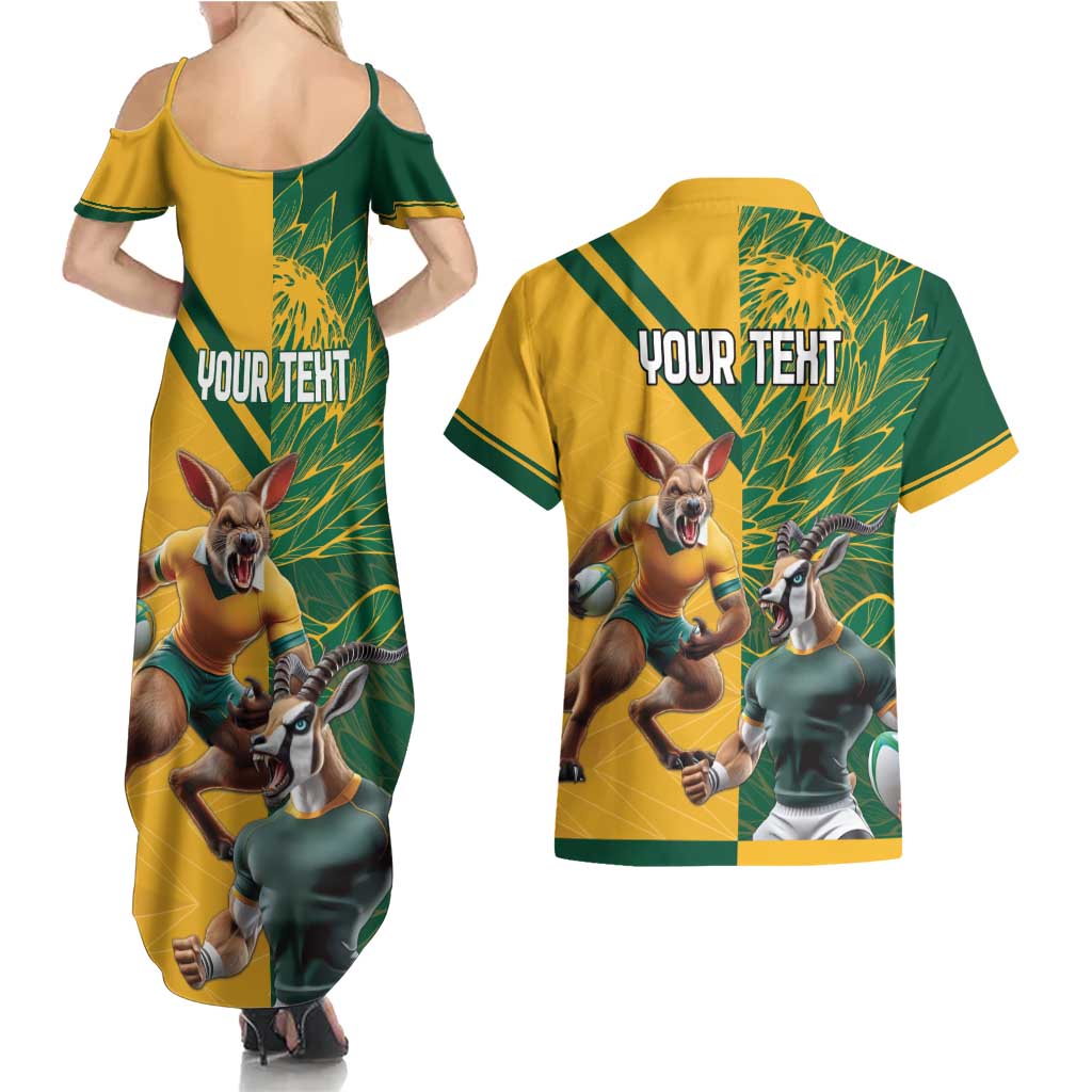 Personalized Rugby South Africa Australia Couples Matching Summer Maxi Dress and Hawaiian Shirt Springboks Wallabies Mascot Go Champions - Aussie Hoodie