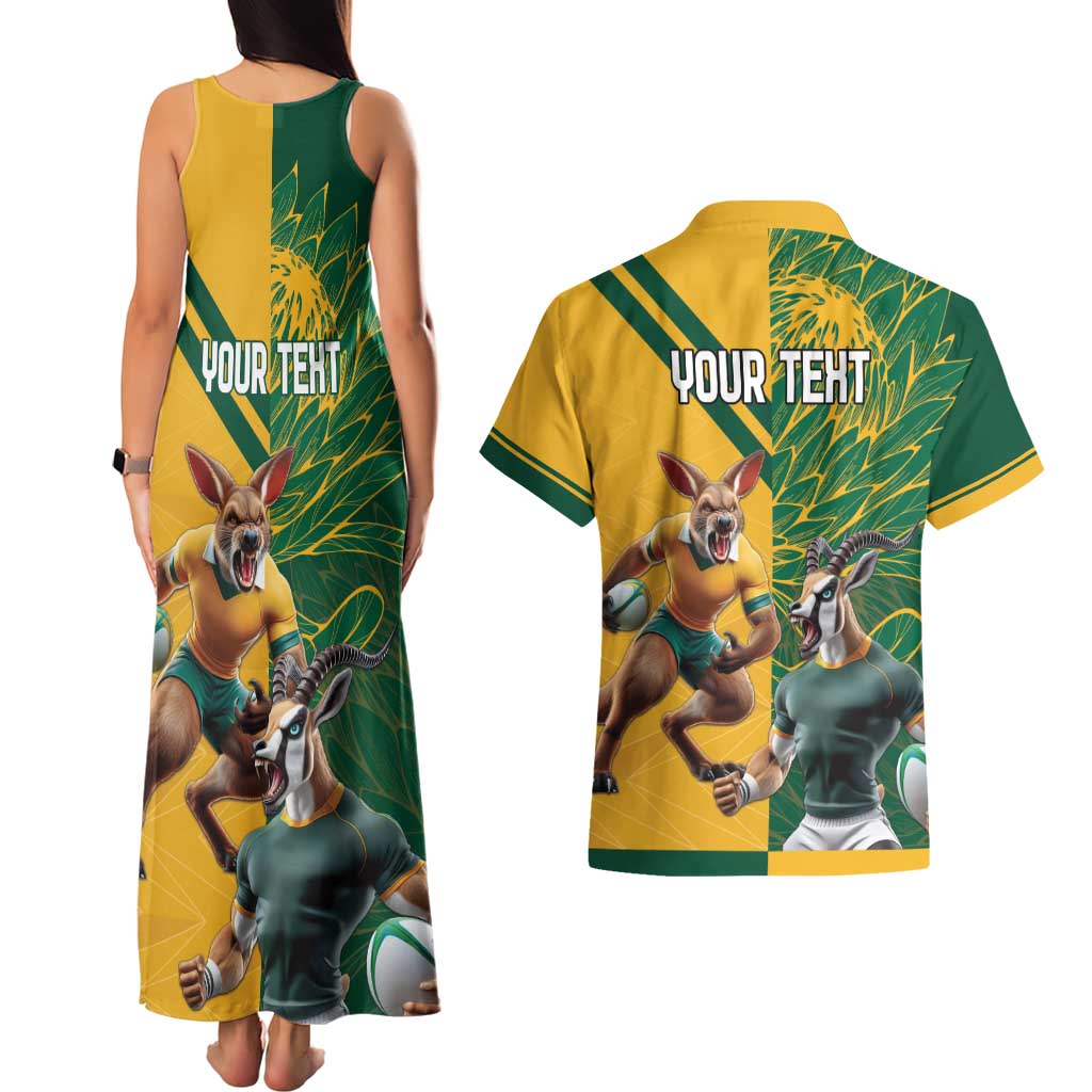 Personalized Rugby South Africa Australia Couples Matching Tank Maxi Dress and Hawaiian Shirt Springboks Wallabies Mascot Go Champions - Aussie Hoodie