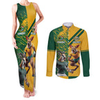 Personalized Rugby South Africa Australia Couples Matching Tank Maxi Dress and Long Sleeve Button Shirt Springboks Wallabies Mascot Go Champions - Aussie Hoodie