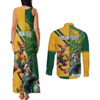 Personalized Rugby South Africa Australia Couples Matching Tank Maxi Dress and Long Sleeve Button Shirt Springboks Wallabies Mascot Go Champions - Aussie Hoodie