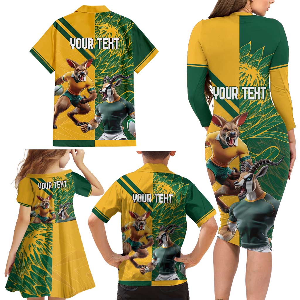 Personalized Rugby South Africa Australia Family Matching Long Sleeve Bodycon Dress and Hawaiian Shirt Springboks Wallabies Mascot Go Champions - Aussie Hoodie