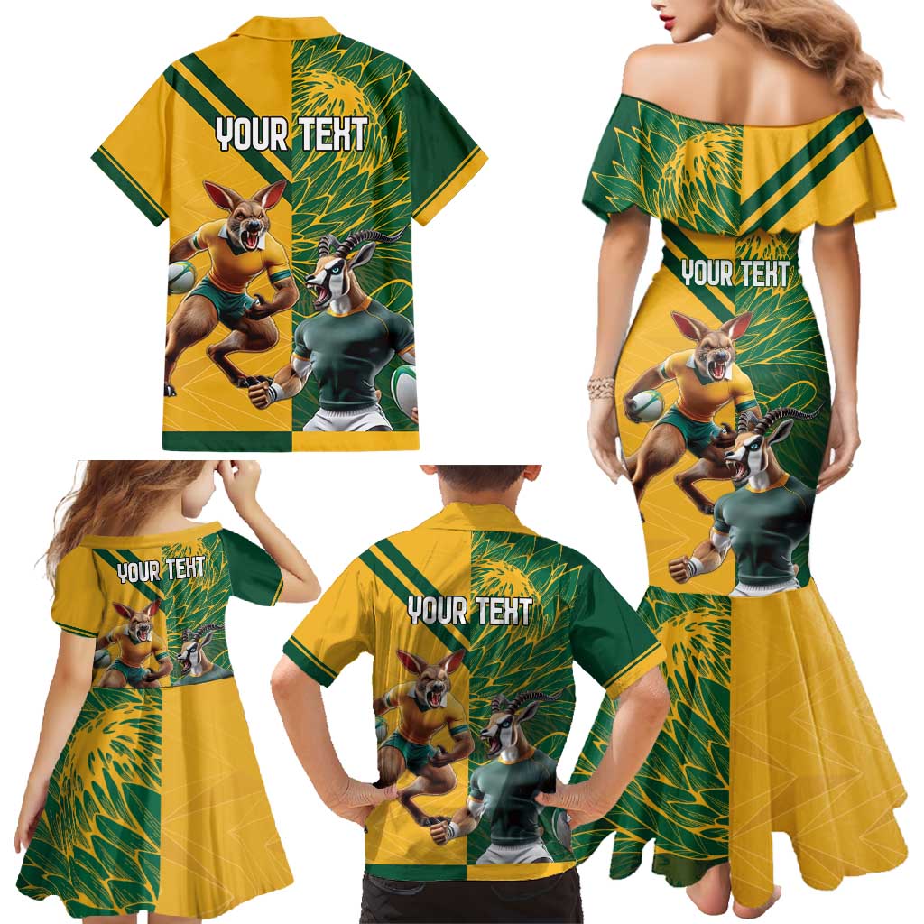 Personalized Rugby South Africa Australia Family Matching Mermaid Dress and Hawaiian Shirt Springboks Wallabies Mascot Go Champions - Aussie Hoodie