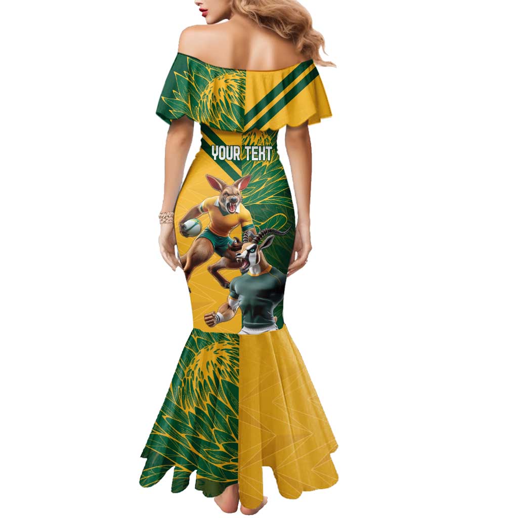 Personalized Rugby South Africa Australia Family Matching Mermaid Dress and Hawaiian Shirt Springboks Wallabies Mascot Go Champions - Aussie Hoodie