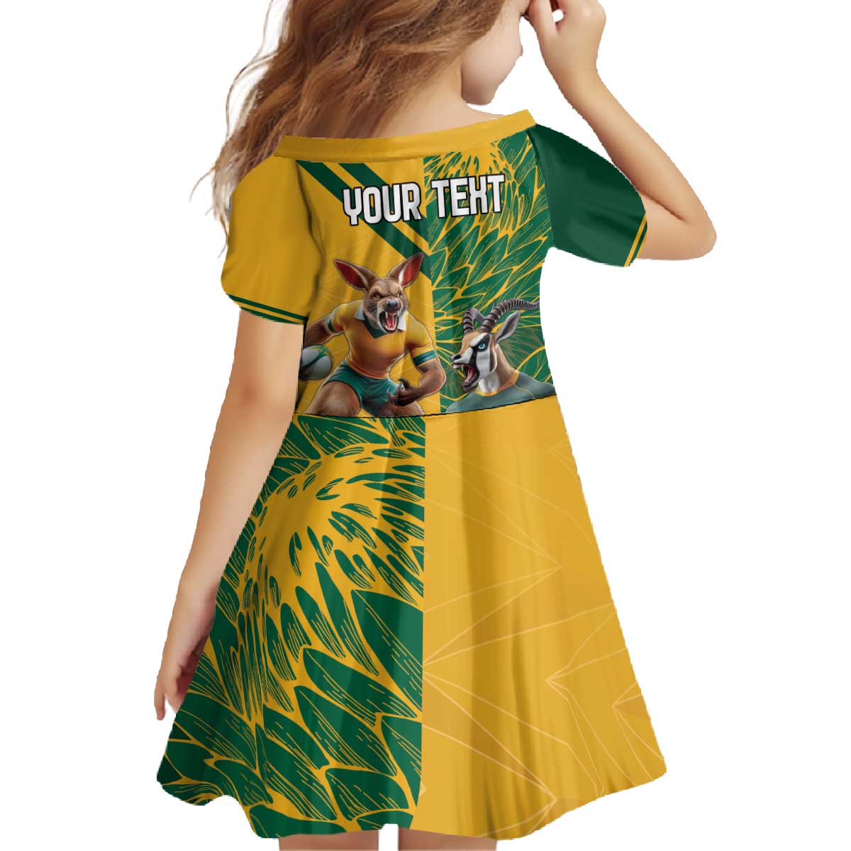 Personalized Rugby South Africa Australia Family Matching Off The Shoulder Long Sleeve Dress and Hawaiian Shirt Springboks Wallabies Mascot Go Champions - Aussie Hoodie