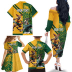 Personalized Rugby South Africa Australia Family Matching Off The Shoulder Long Sleeve Dress and Hawaiian Shirt Springboks Wallabies Mascot Go Champions - Aussie Hoodie