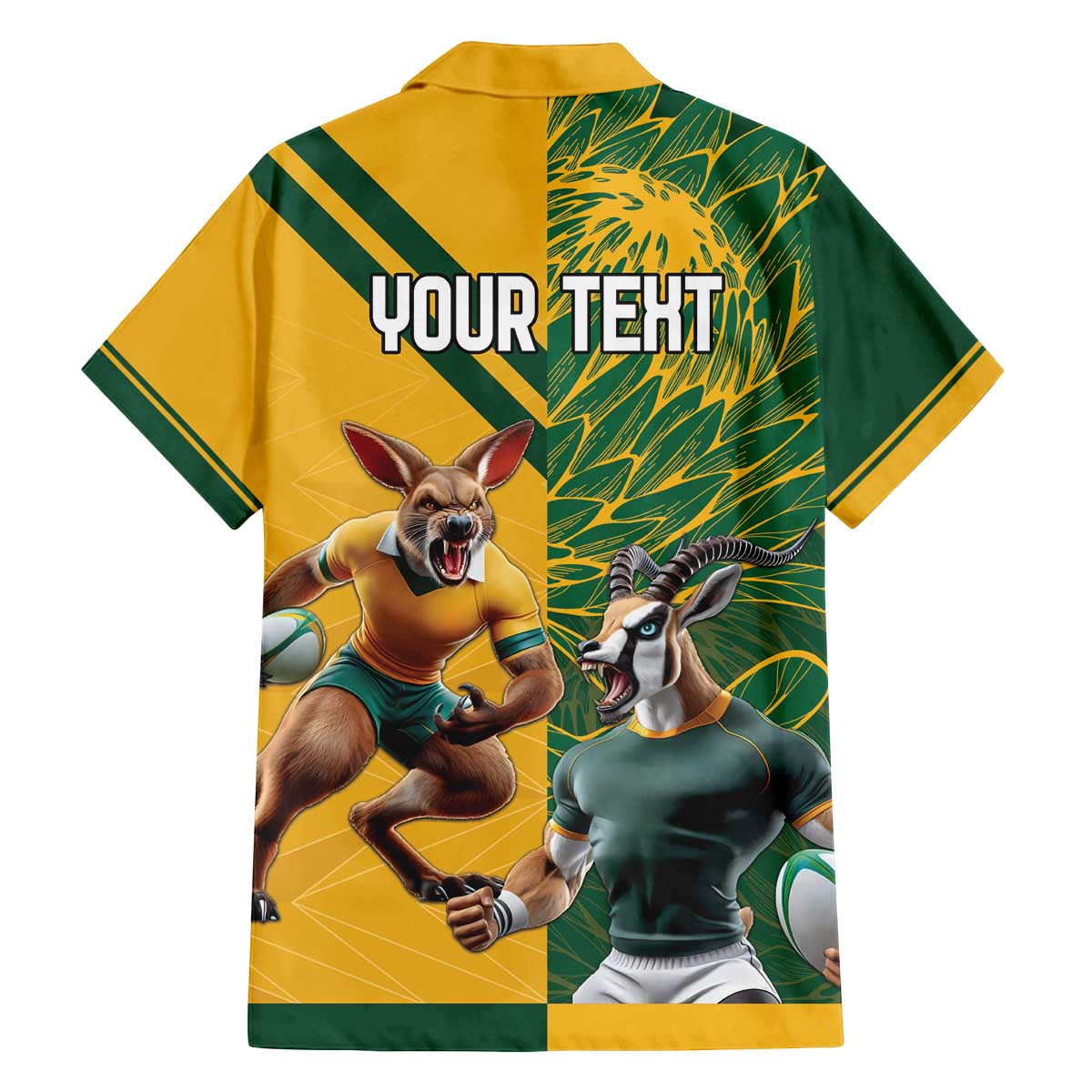 Personalized Rugby South Africa Australia Family Matching Off The Shoulder Long Sleeve Dress and Hawaiian Shirt Springboks Wallabies Mascot Go Champions - Aussie Hoodie