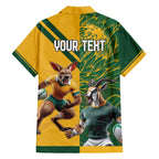 Personalized Rugby South Africa Australia Family Matching Off The Shoulder Long Sleeve Dress and Hawaiian Shirt Springboks Wallabies Mascot Go Champions - Aussie Hoodie