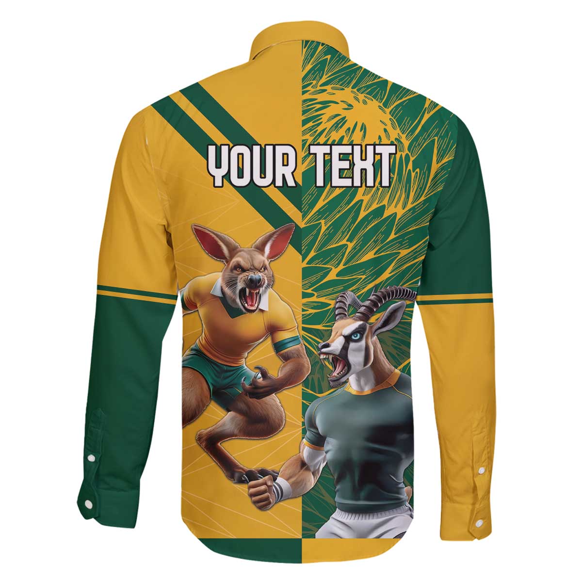 Personalized Rugby South Africa Australia Family Matching Off The Shoulder Long Sleeve Dress and Hawaiian Shirt Springboks Wallabies Mascot Go Champions - Aussie Hoodie