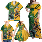 Personalized Rugby South Africa Australia Family Matching Off Shoulder Maxi Dress and Hawaiian Shirt Springboks Wallabies Mascot Go Champions - Aussie Hoodie