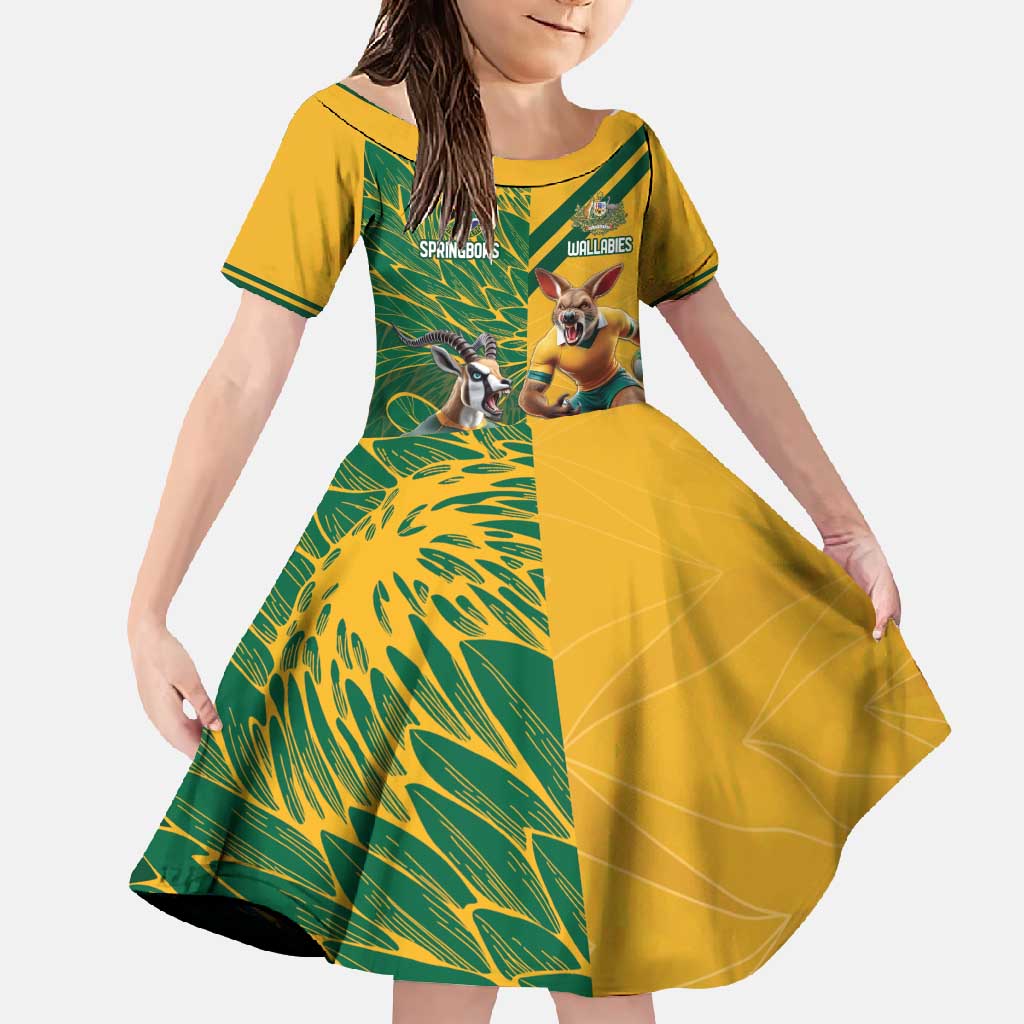 Personalized Rugby South Africa Australia Family Matching Off Shoulder Maxi Dress and Hawaiian Shirt Springboks Wallabies Mascot Go Champions - Aussie Hoodie