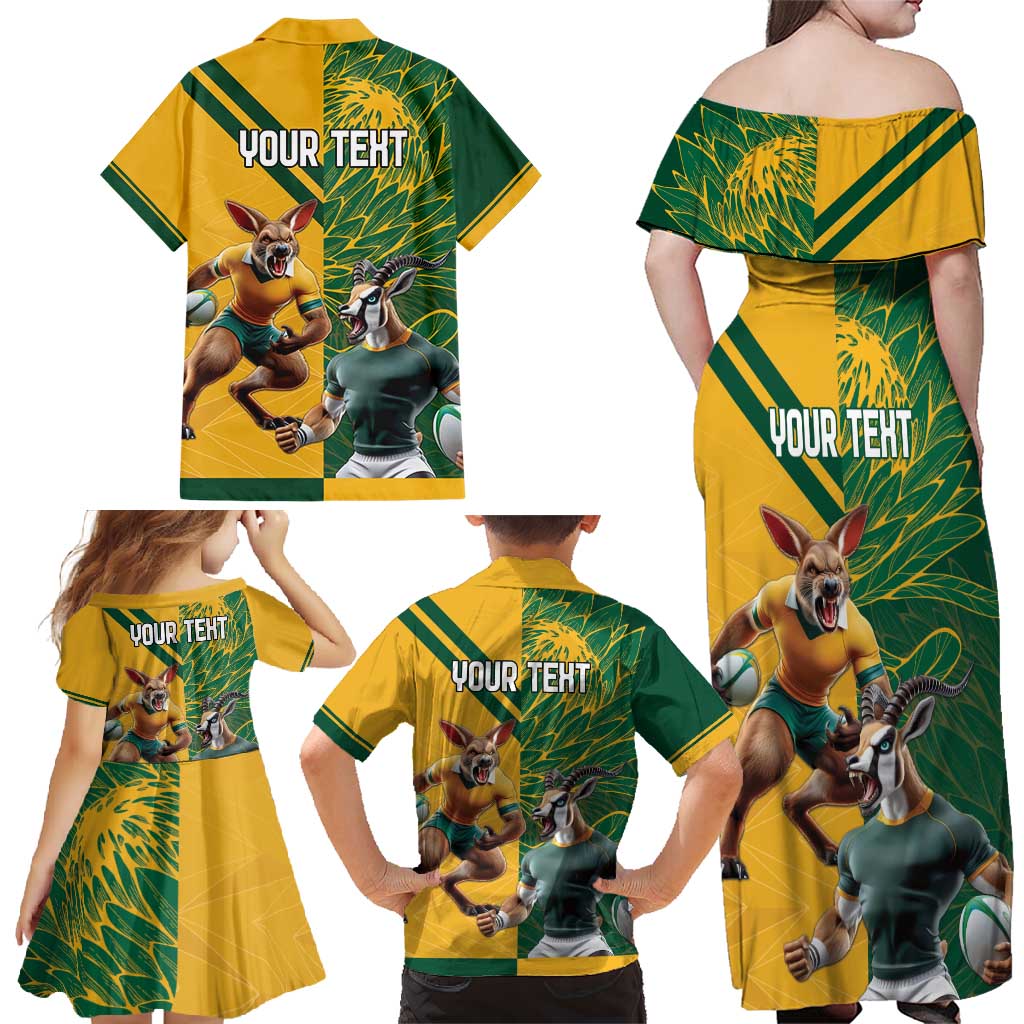 Personalized Rugby South Africa Australia Family Matching Off Shoulder Maxi Dress and Hawaiian Shirt Springboks Wallabies Mascot Go Champions - Aussie Hoodie
