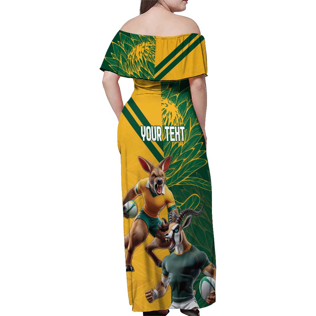 Personalized Rugby South Africa Australia Family Matching Off Shoulder Maxi Dress and Hawaiian Shirt Springboks Wallabies Mascot Go Champions - Aussie Hoodie