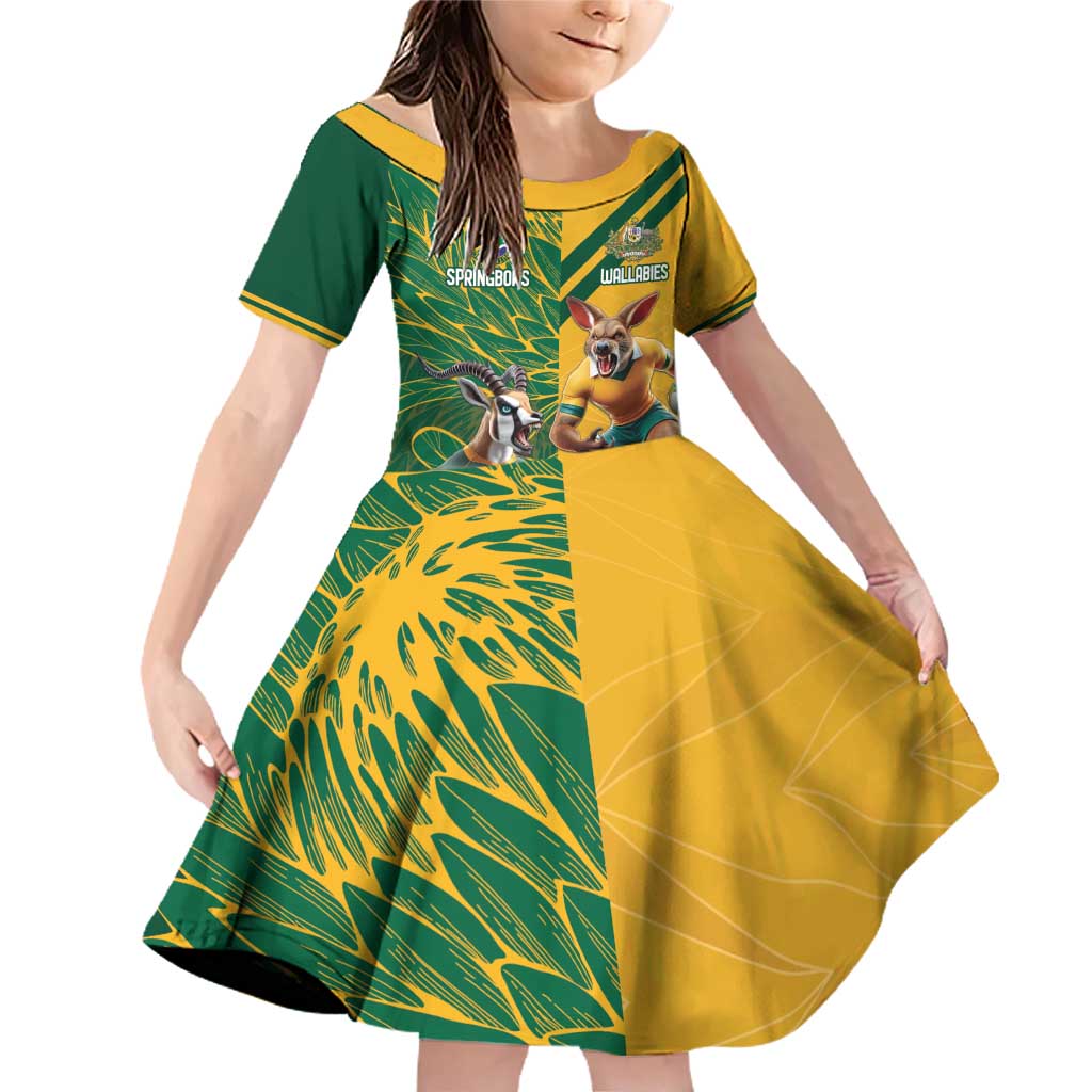 Personalized Rugby South Africa Australia Family Matching Off Shoulder Short Dress and Hawaiian Shirt Springboks Wallabies Mascot Go Champions - Aussie Hoodie