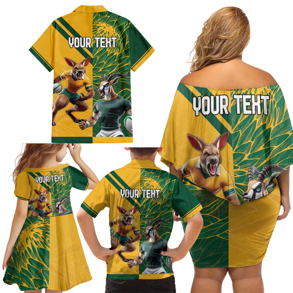 Personalized Rugby South Africa Australia Family Matching Off Shoulder Short Dress and Hawaiian Shirt Springboks Wallabies Mascot Go Champions - Aussie Hoodie