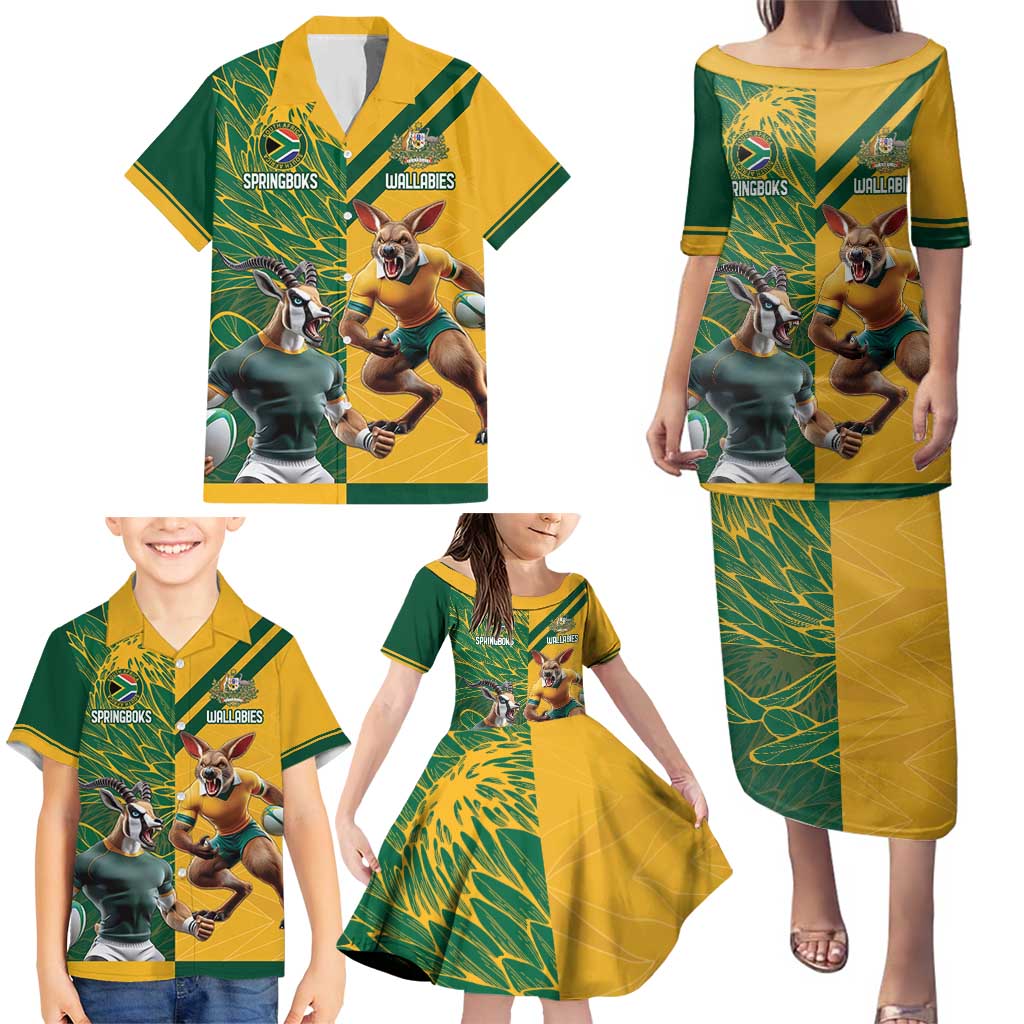 Personalized Rugby South Africa Australia Family Matching Puletasi and Hawaiian Shirt Springboks Wallabies Mascot Go Champions - Aussie Hoodie