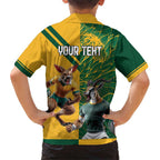 Personalized Rugby South Africa Australia Family Matching Short Sleeve Bodycon Dress and Hawaiian Shirt Springboks Wallabies Mascot Go Champions - Aussie Hoodie