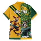 Personalized Rugby South Africa Australia Family Matching Short Sleeve Bodycon Dress and Hawaiian Shirt Springboks Wallabies Mascot Go Champions - Aussie Hoodie