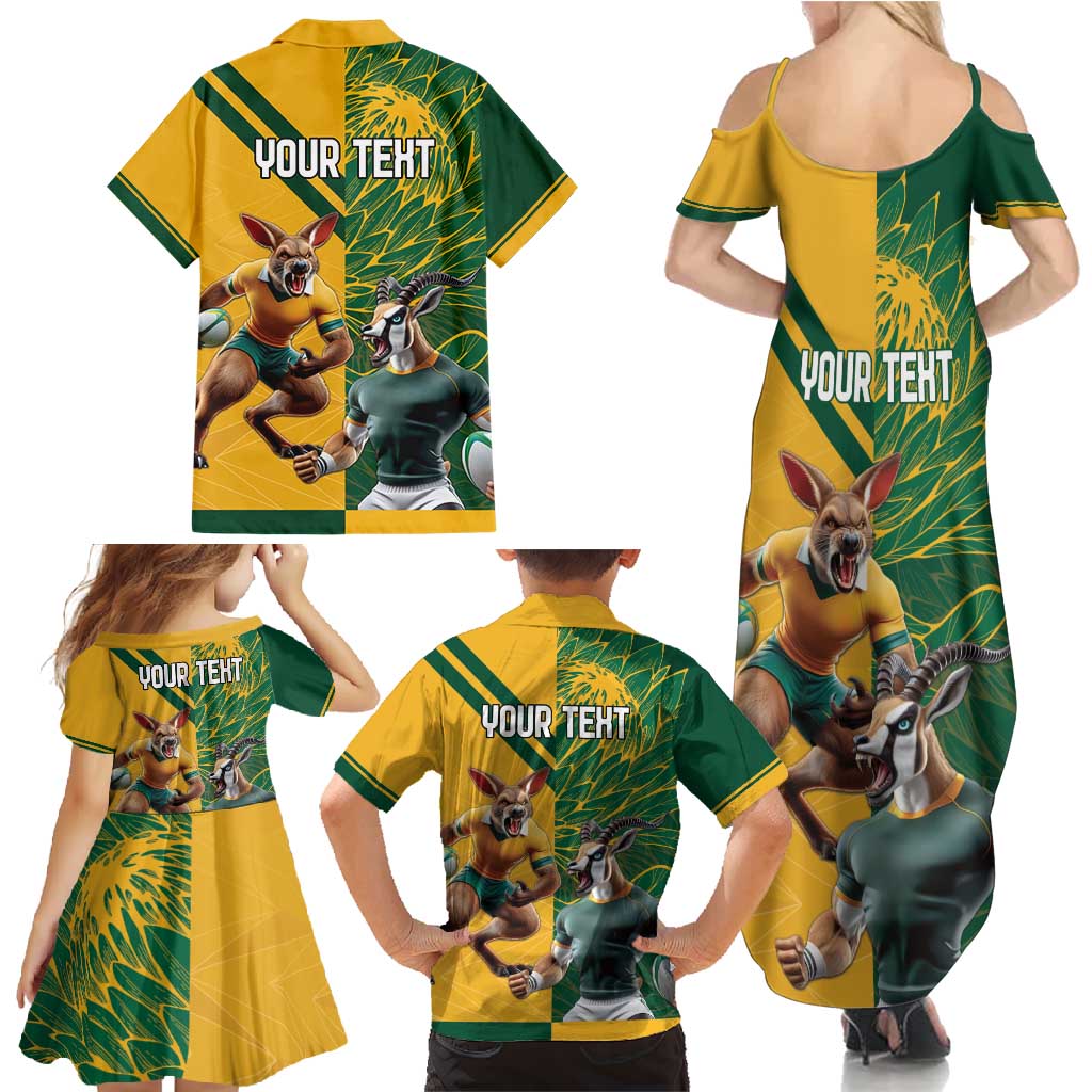 Personalized Rugby South Africa Australia Family Matching Summer Maxi Dress and Hawaiian Shirt Springboks Wallabies Mascot Go Champions - Aussie Hoodie