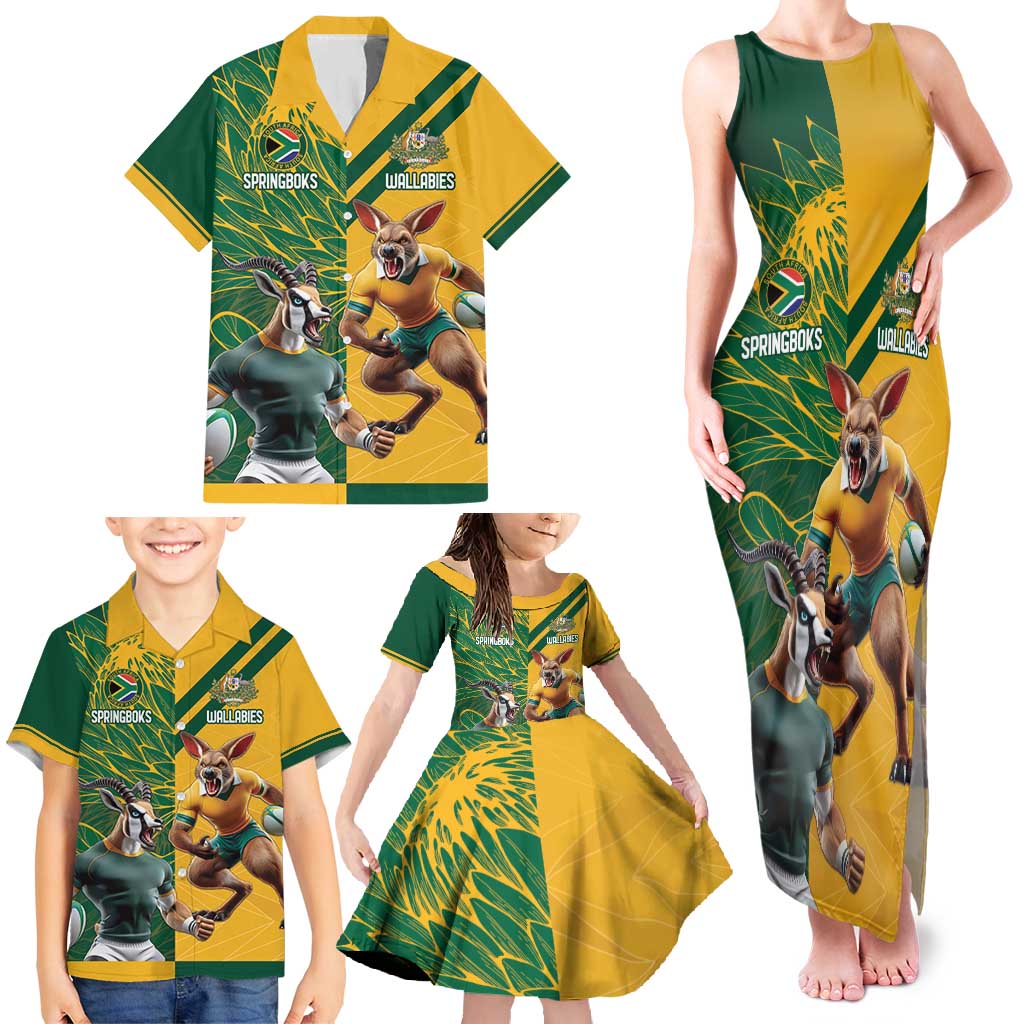 Personalized Rugby South Africa Australia Family Matching Tank Maxi Dress and Hawaiian Shirt Springboks Wallabies Mascot Go Champions - Aussie Hoodie