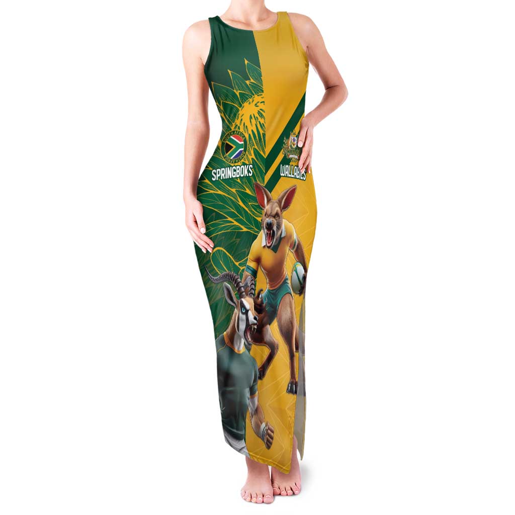 Personalized Rugby South Africa Australia Family Matching Tank Maxi Dress and Hawaiian Shirt Springboks Wallabies Mascot Go Champions - Aussie Hoodie