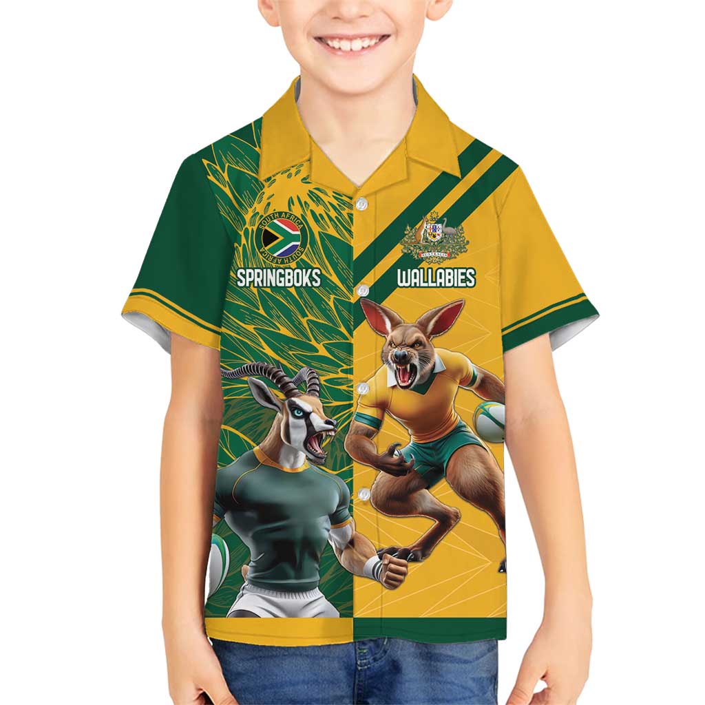 Personalized Rugby South Africa Australia Family Matching Tank Maxi Dress and Hawaiian Shirt Springboks Wallabies Mascot Go Champions - Aussie Hoodie