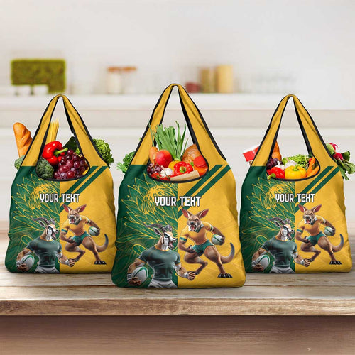 Personalized Rugby South Africa Australia Grocery Bag Springboks Wallabies Mascot Go Champions - Aussie Hoodie