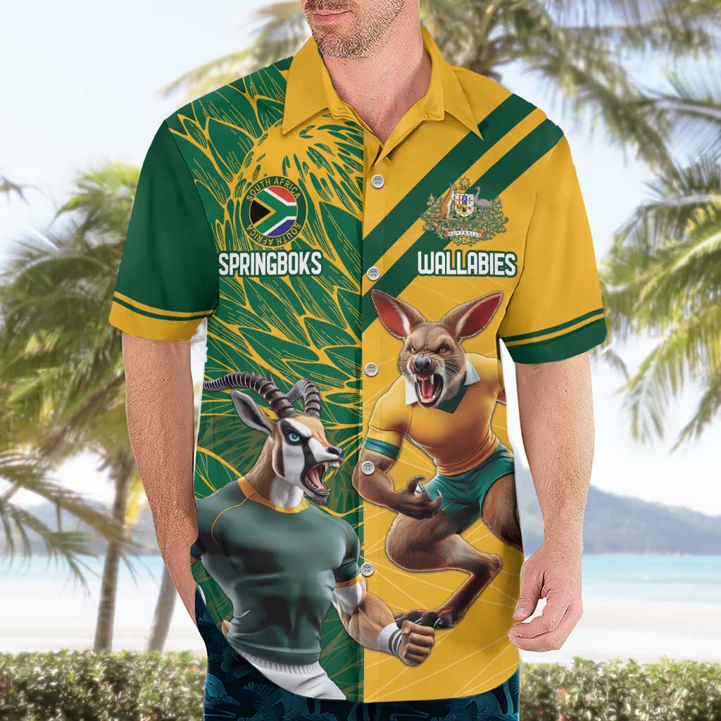 Personalized Rugby South Africa Australia Hawaiian Shirt Springboks Wallabies Mascot Go Champions - Aussie Hoodie