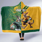 Personalized Rugby South Africa Australia Hooded Blanket Springboks Wallabies Mascot Go Champions - Aussie Hoodie