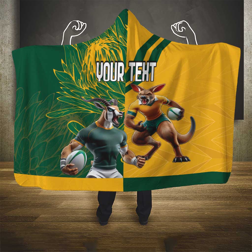 Personalized Rugby South Africa Australia Hooded Blanket Springboks Wallabies Mascot Go Champions - Aussie Hoodie