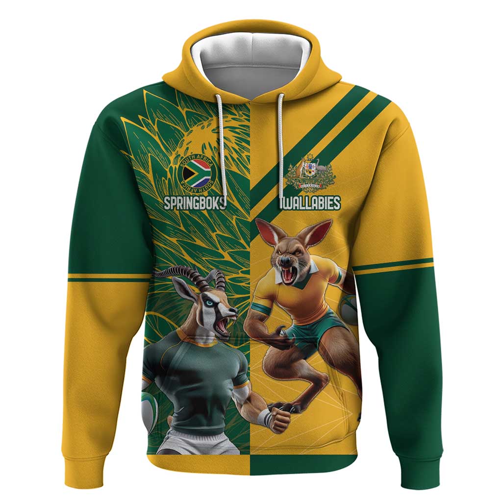 Personalized Rugby South Africa Australia Hoodie Springboks Wallabies Mascot Go Champions - Aussie Hoodie
