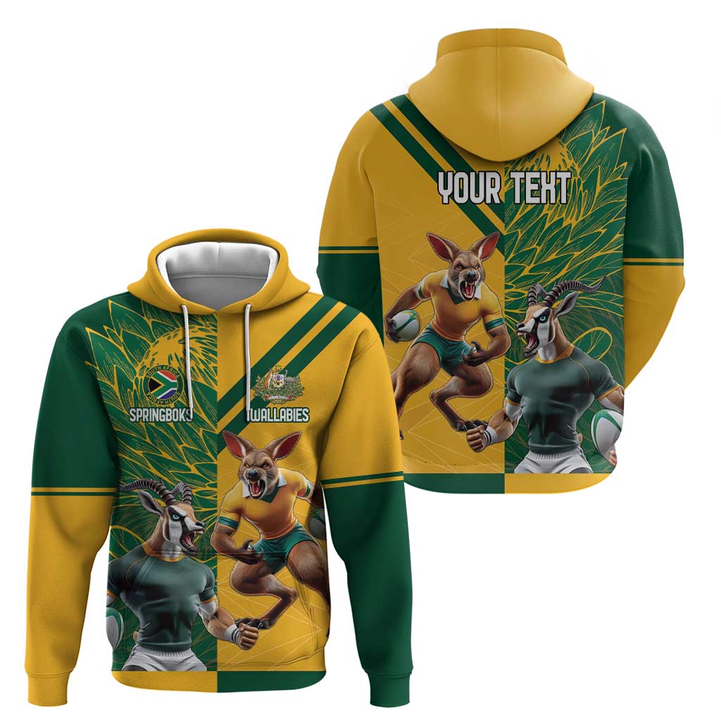 Personalized Rugby South Africa Australia Hoodie Springboks Wallabies Mascot Go Champions - Aussie Hoodie