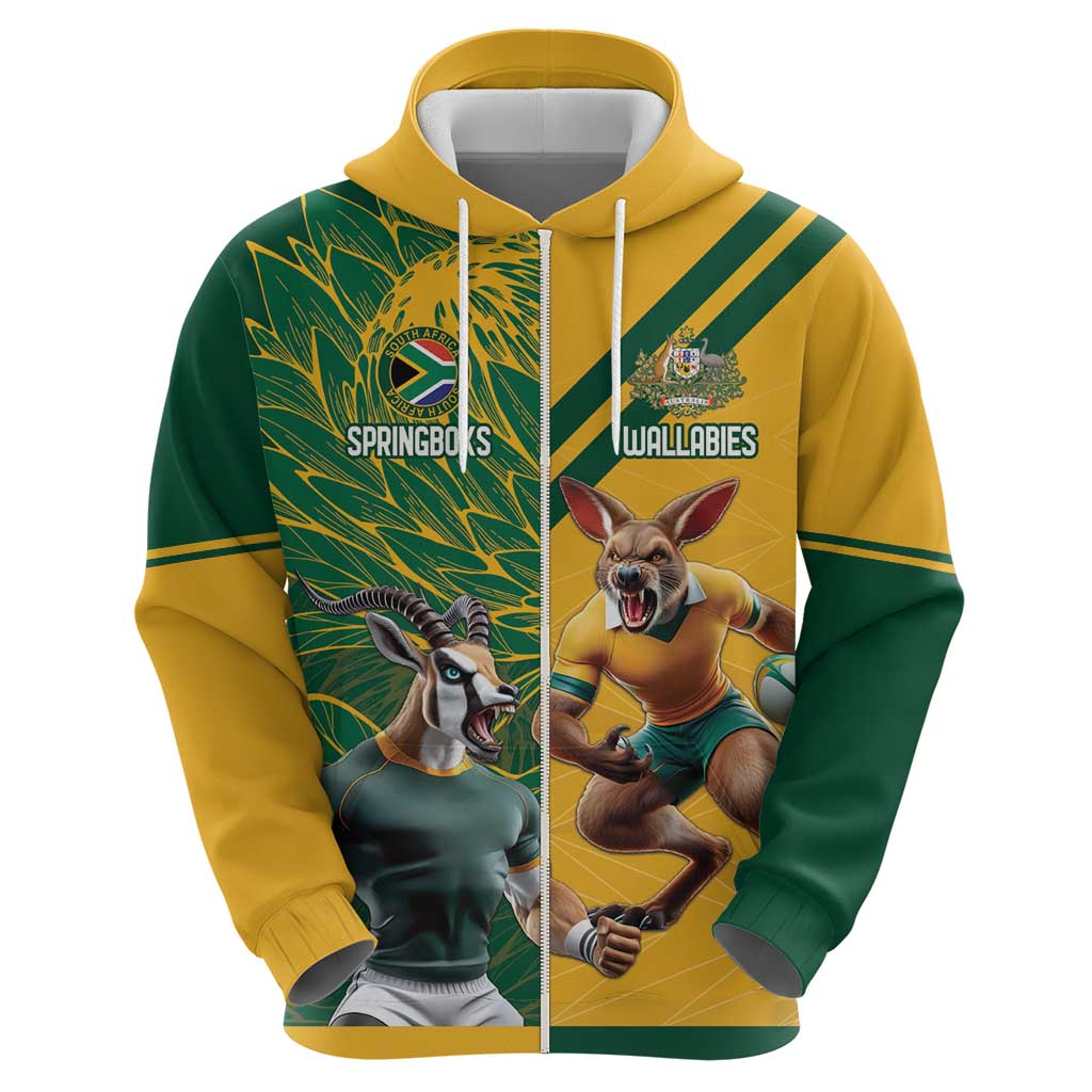 Personalized Rugby South Africa Australia Hoodie Springboks Wallabies Mascot Go Champions - Aussie Hoodie