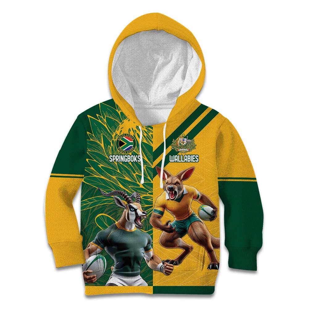 Personalized Rugby South Africa Australia Kid Hoodie Springboks Wallabies Mascot Go Champions - Aussie Hoodie