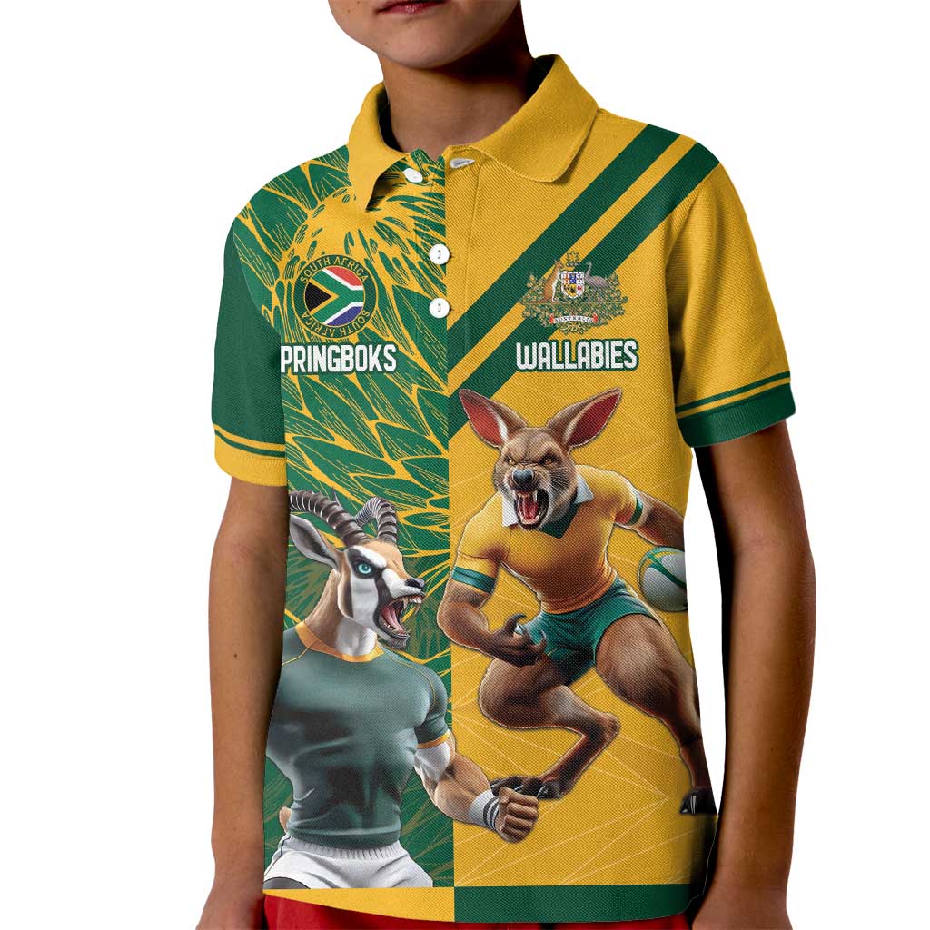 Personalized Rugby South Africa Australia Kid Polo Shirt Springboks Wallabies Mascot Go Champions - Aussie Hoodie