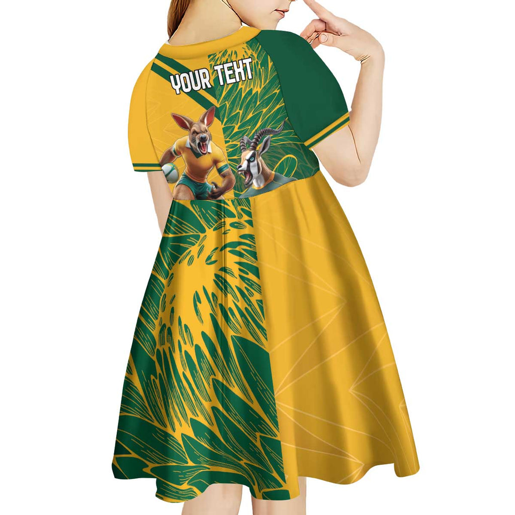 Personalized Rugby South Africa Australia Kid Short Sleeve Dress Springboks Wallabies Mascot Go Champions - Aussie Hoodie