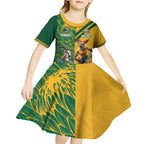 Personalized Rugby South Africa Australia Kid Short Sleeve Dress Springboks Wallabies Mascot Go Champions - Aussie Hoodie