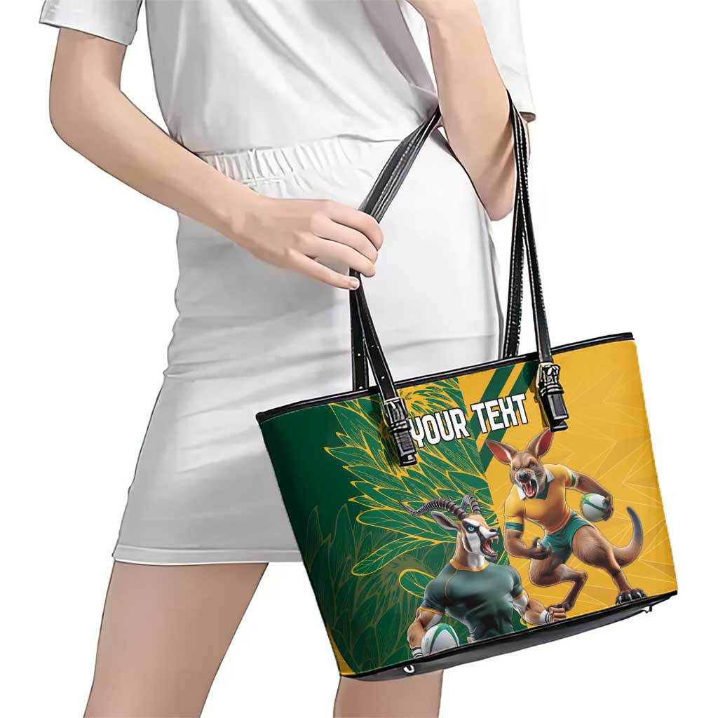 Personalized Rugby South Africa Australia Leather Tote Bag Springboks Wallabies Mascot Go Champions - Aussie Hoodie