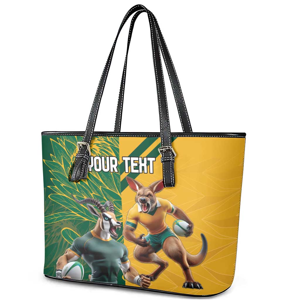 Personalized Rugby South Africa Australia Leather Tote Bag Springboks Wallabies Mascot Go Champions - Aussie Hoodie