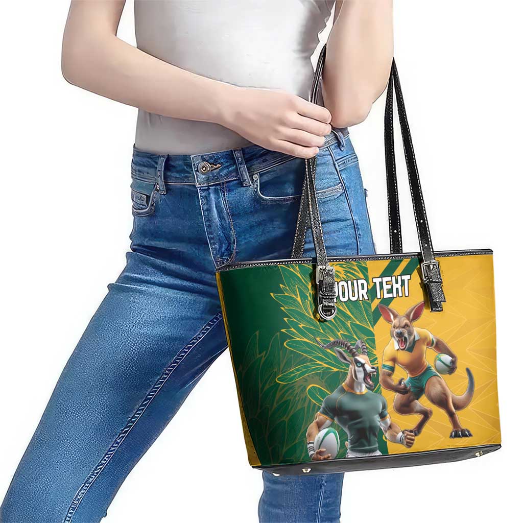 Personalized Rugby South Africa Australia Leather Tote Bag Springboks Wallabies Mascot Go Champions - Aussie Hoodie
