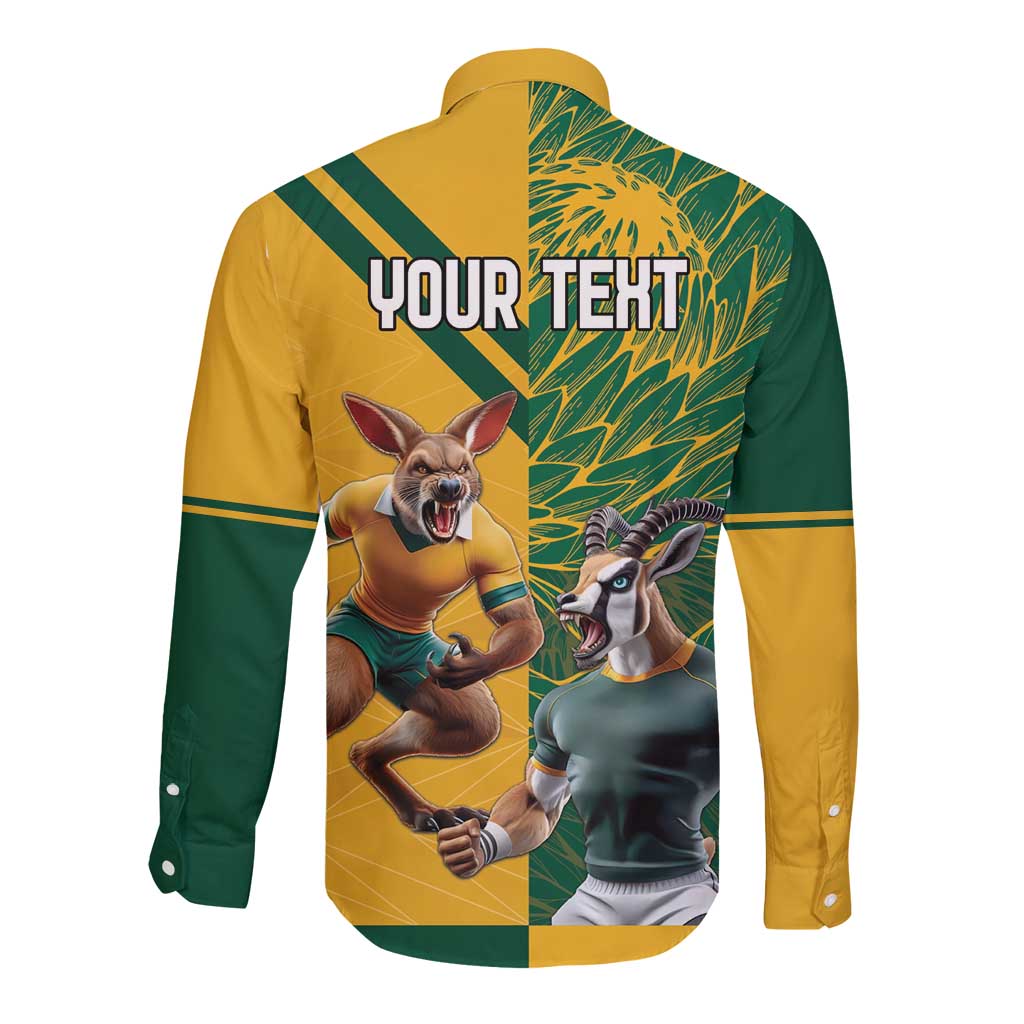 Personalized Rugby South Africa Australia Long Sleeve Button Shirt Springboks Wallabies Mascot Go Champions - Aussie Hoodie