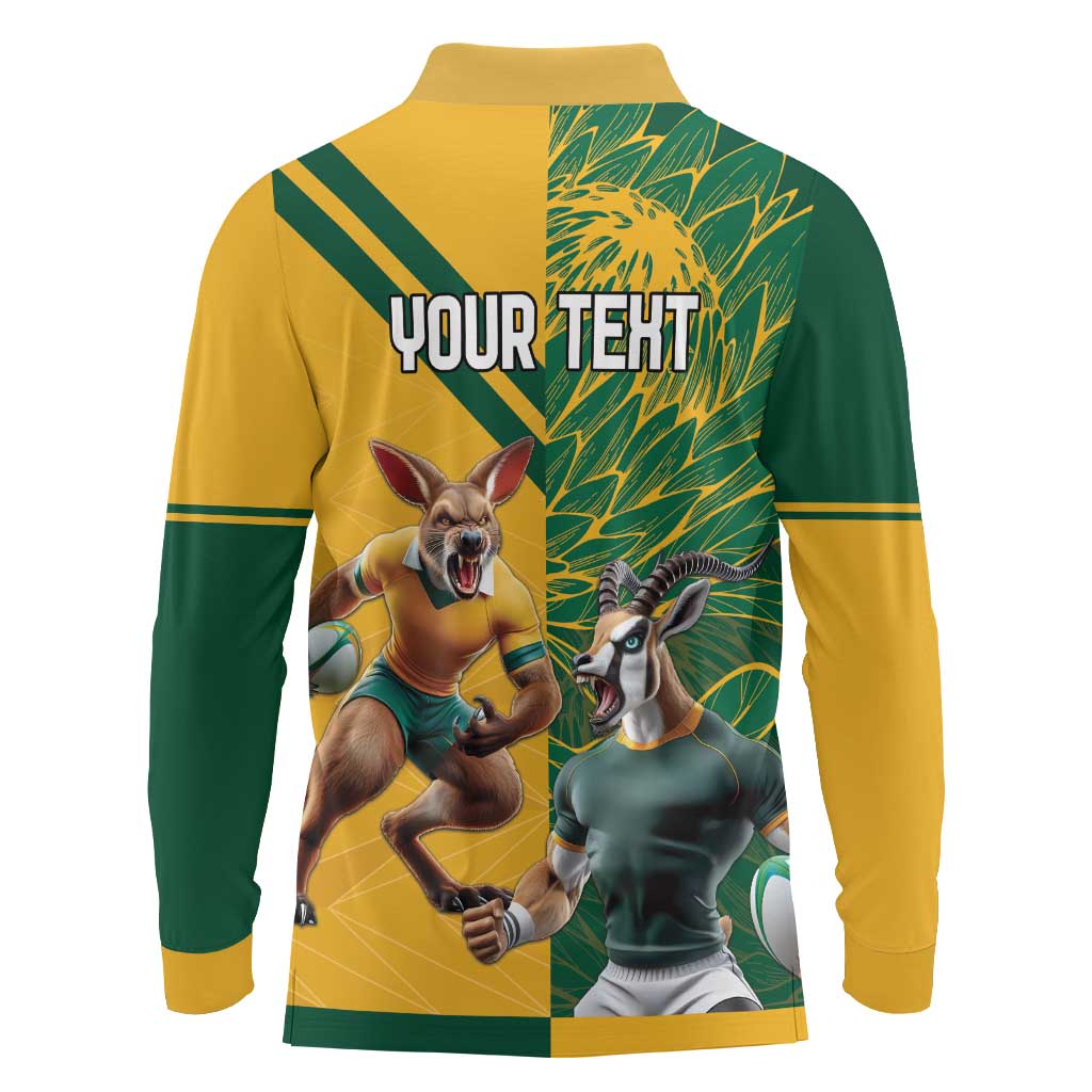Personalized Rugby South Africa Australia Long Sleeve Polo Shirt Springboks Wallabies Mascot Go Champions - Aussie Hoodie