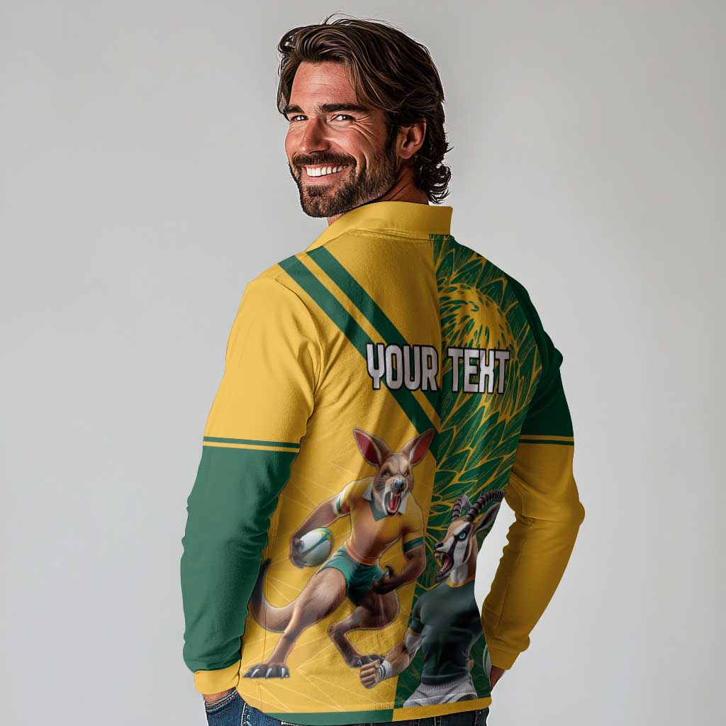 Personalized Rugby South Africa Australia Long Sleeve Polo Shirt Springboks Wallabies Mascot Go Champions - Aussie Hoodie