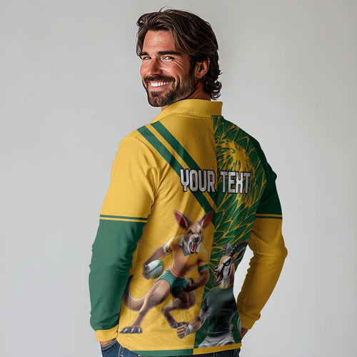 Personalized Rugby South Africa Australia Long Sleeve Polo Shirt Springboks Wallabies Mascot Go Champions - Aussie Hoodie
